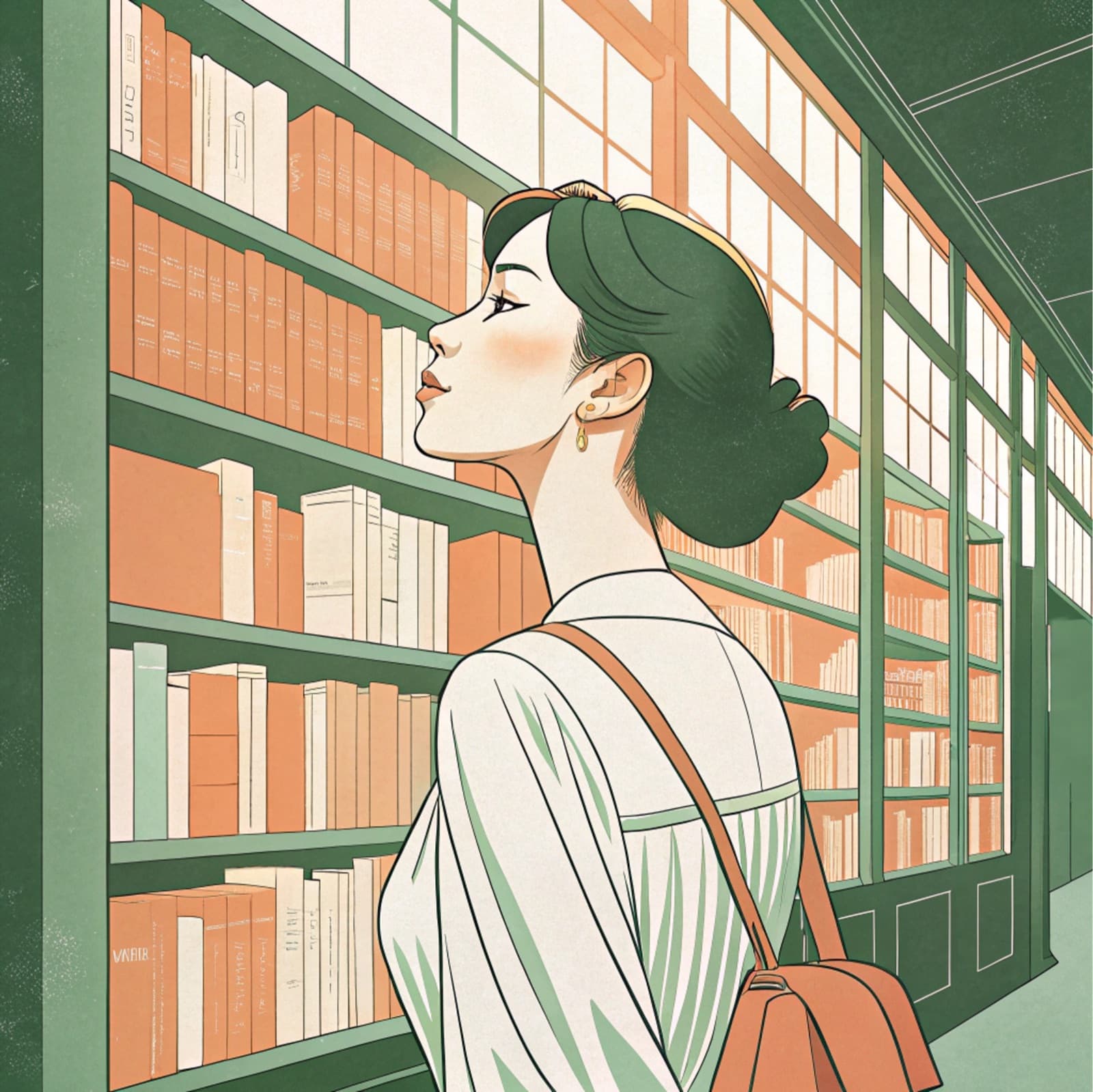 Browsing books in a bookstore